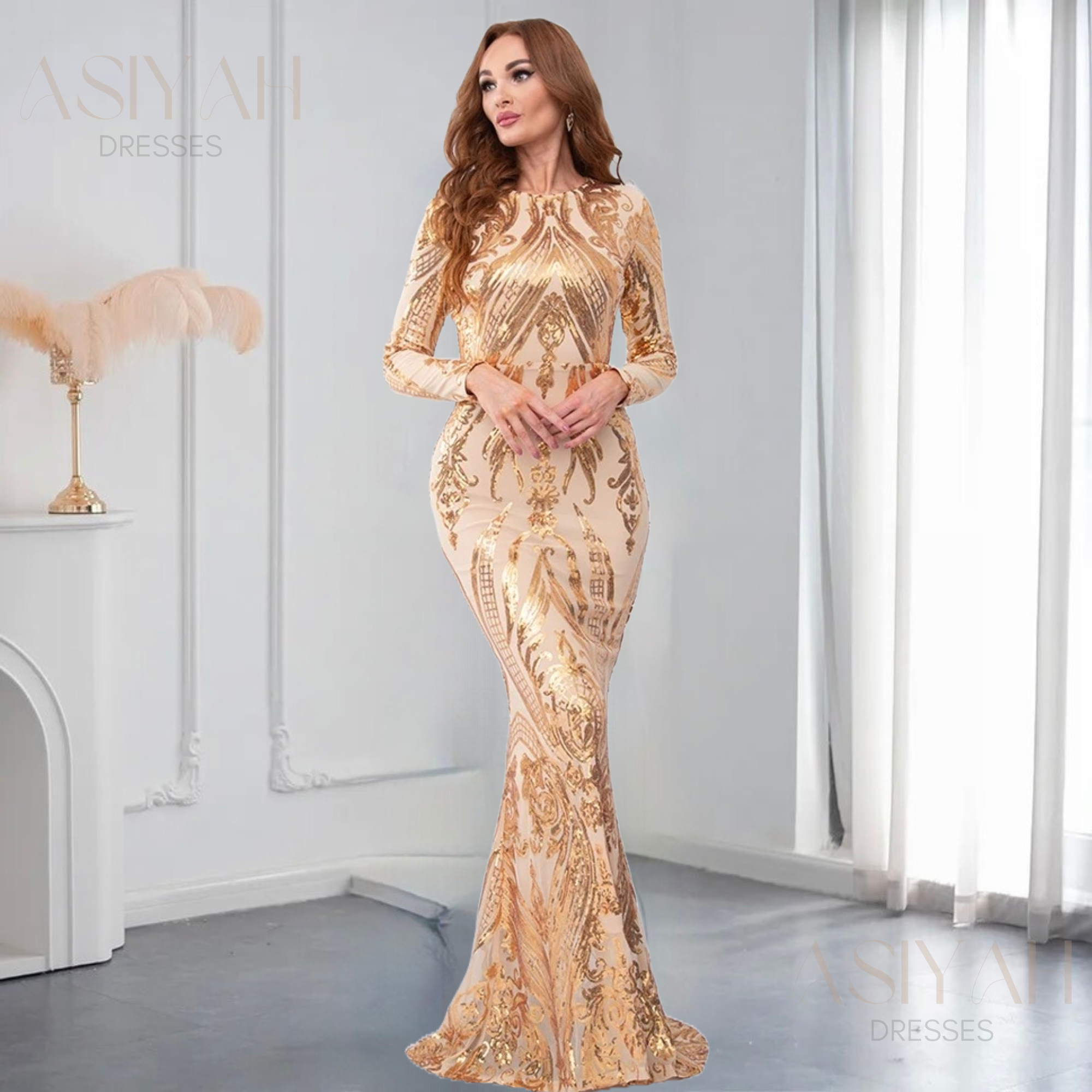 Gold Modest Dress - Asiyah Dresses