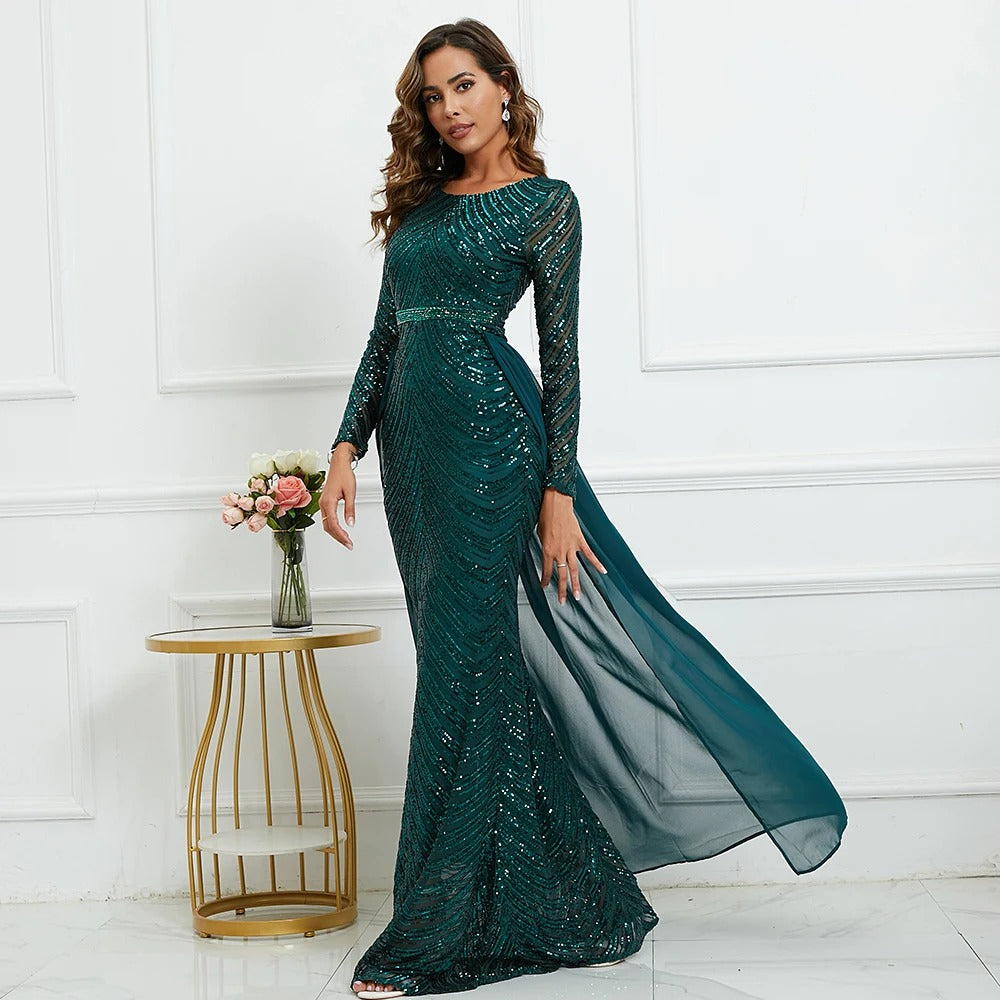 Sabzi Embellished Gown With Overskirt - Asiyah Dresses