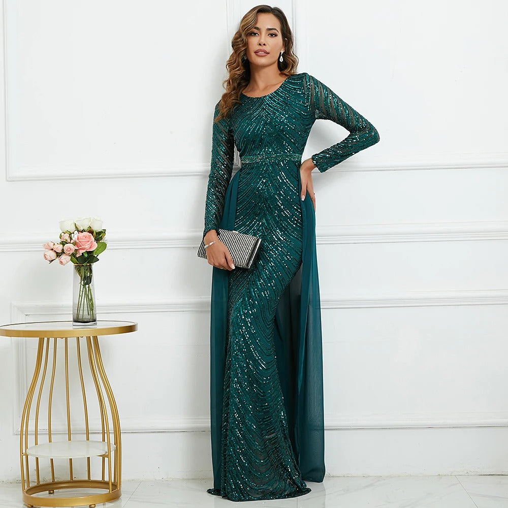 Sabzi Embellished Gown With Overskirt - Asiyah Dresses